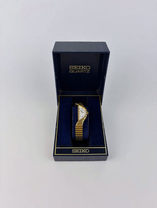 Rare Seiko Half Moon Vintage Watch Gold Plated Boxed