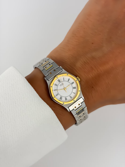 Seiko Hexagonal Santos Vintage Watch Duo Tone