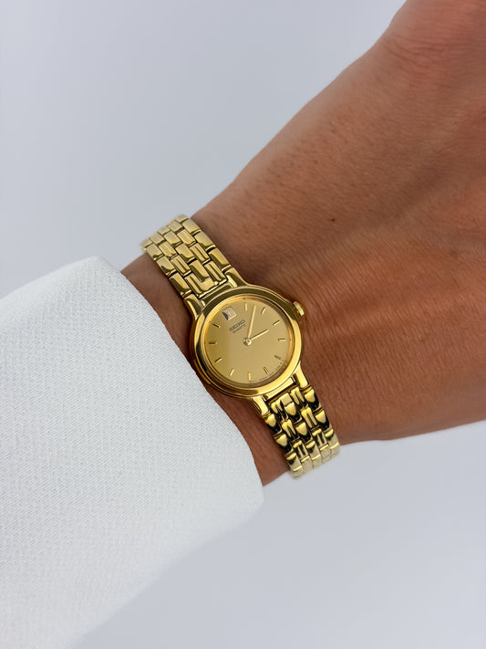 Seiko Round Petite Vintage Watch Gold Plated