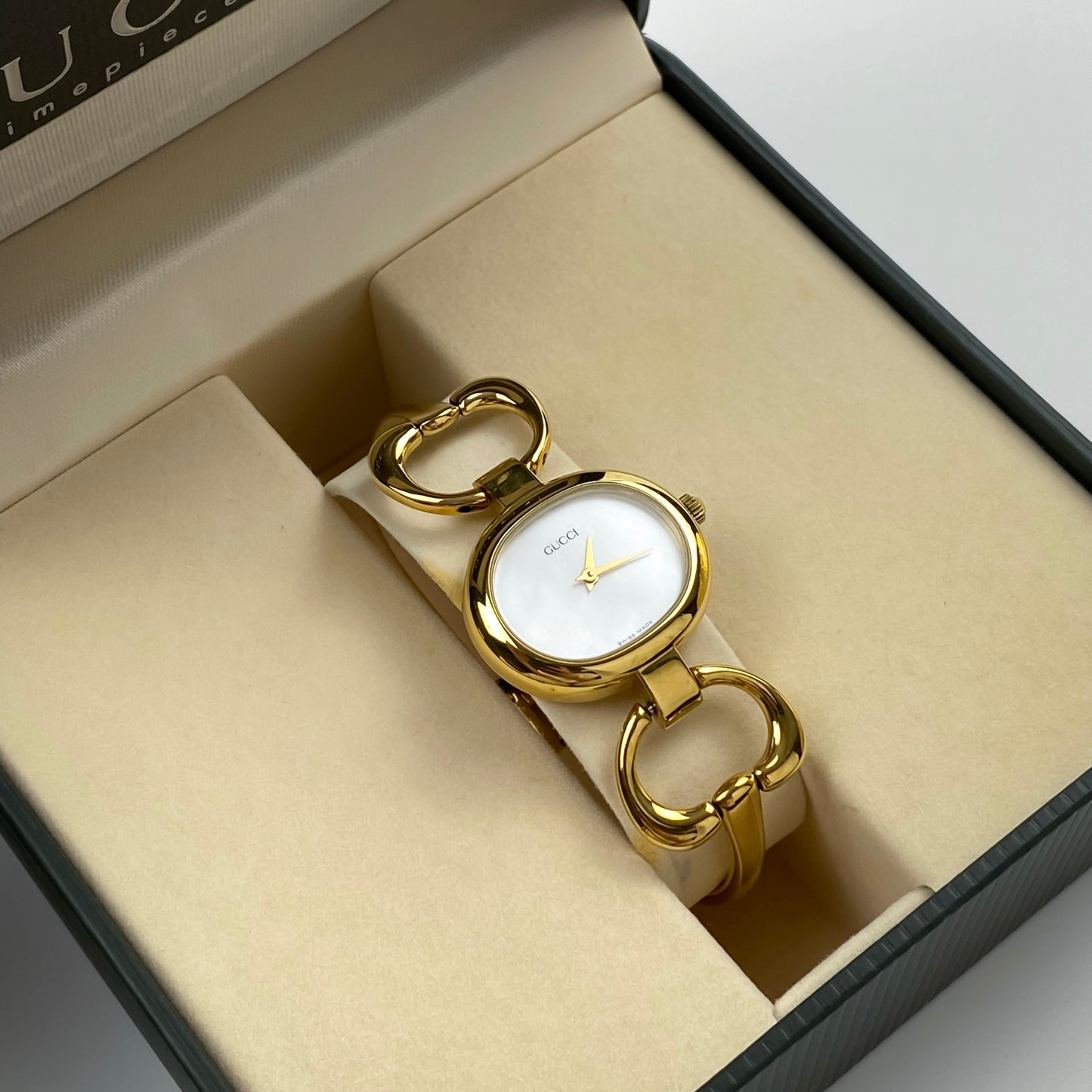 Gucci Vintage Gold Mother of Pearl Oval