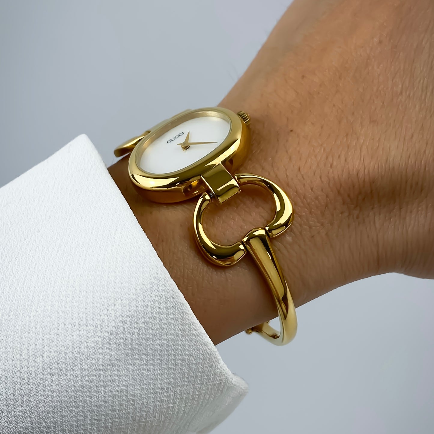 Gucci Vintage Gold Mother of Pearl Oval