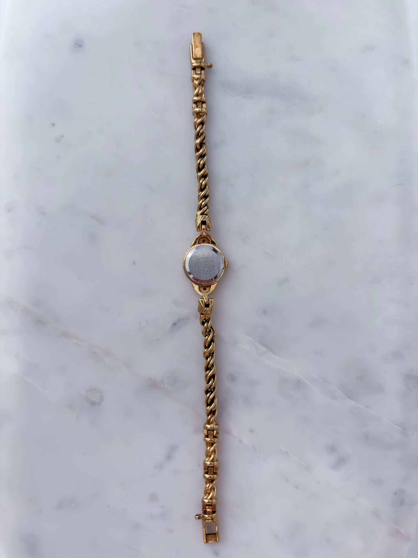 Seiko Vintage Gold Rubies Cocktail Watch Rope Bracelet