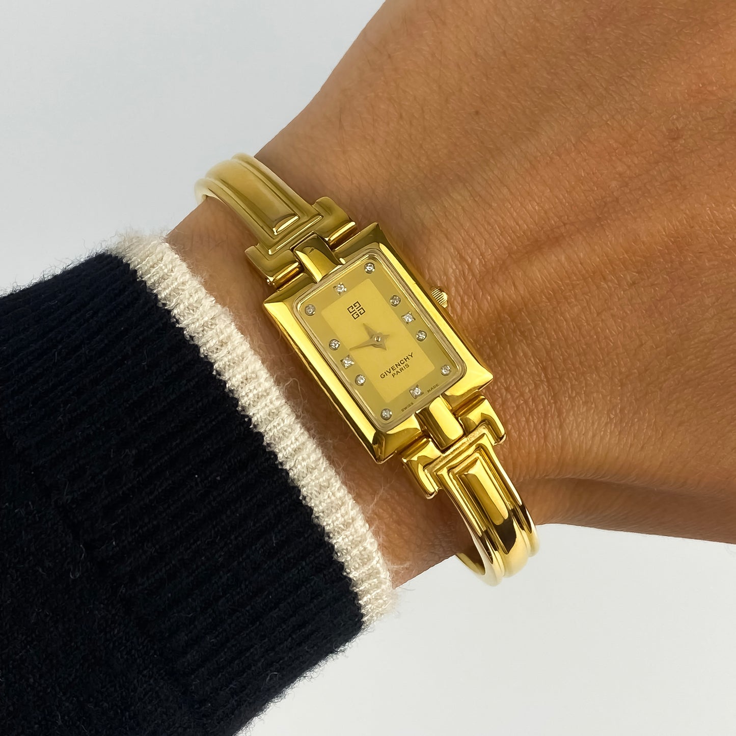 Givenchy 90s Diamonds Gold Plated Bangle Watch