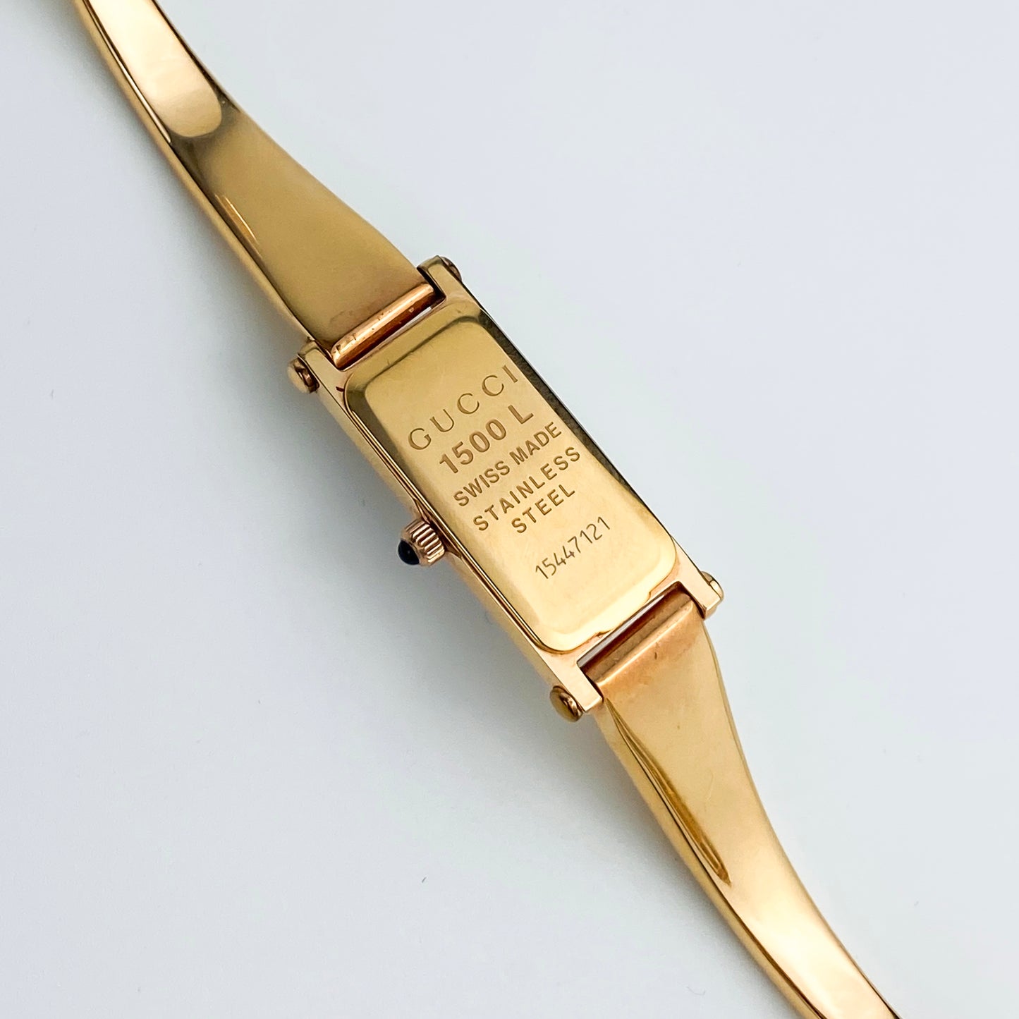Gucci Vintage Watch Gold Rectangular Pink Shell Dial
