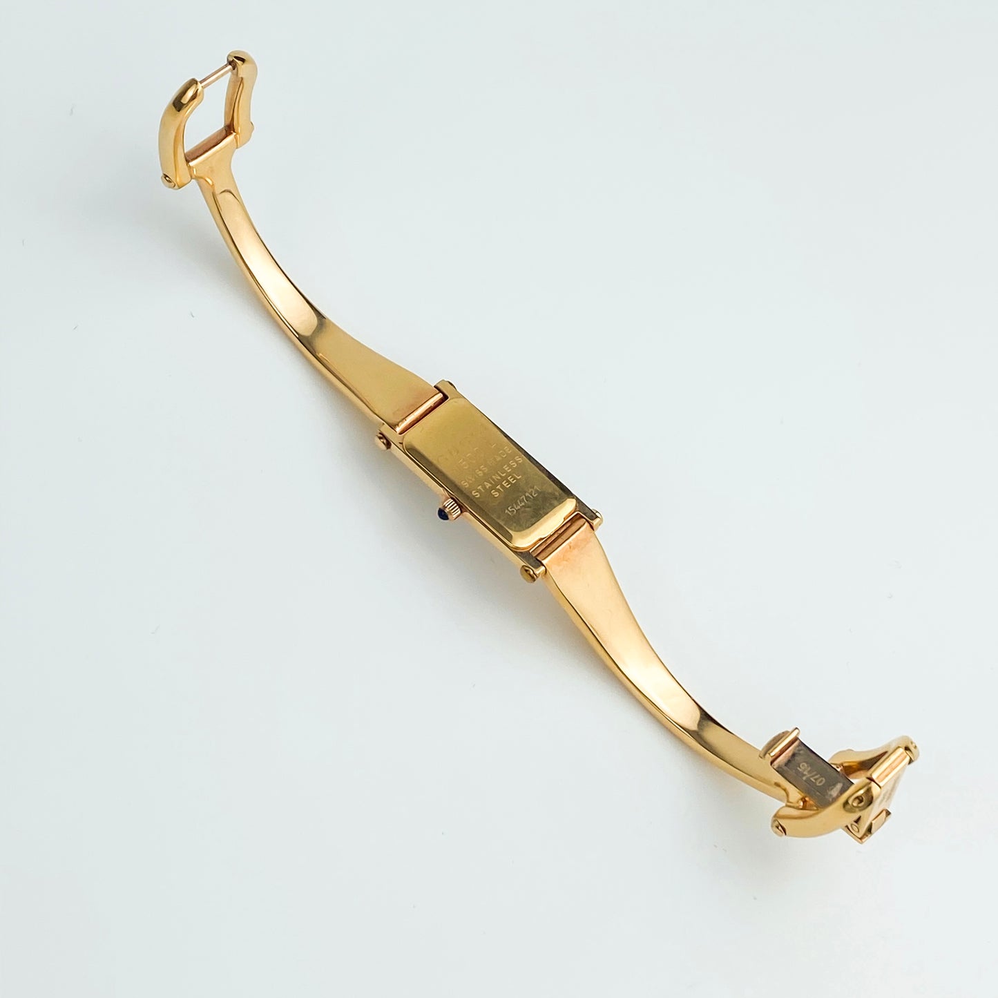 Gucci Vintage Watch Gold Rectangular Pink Shell Dial