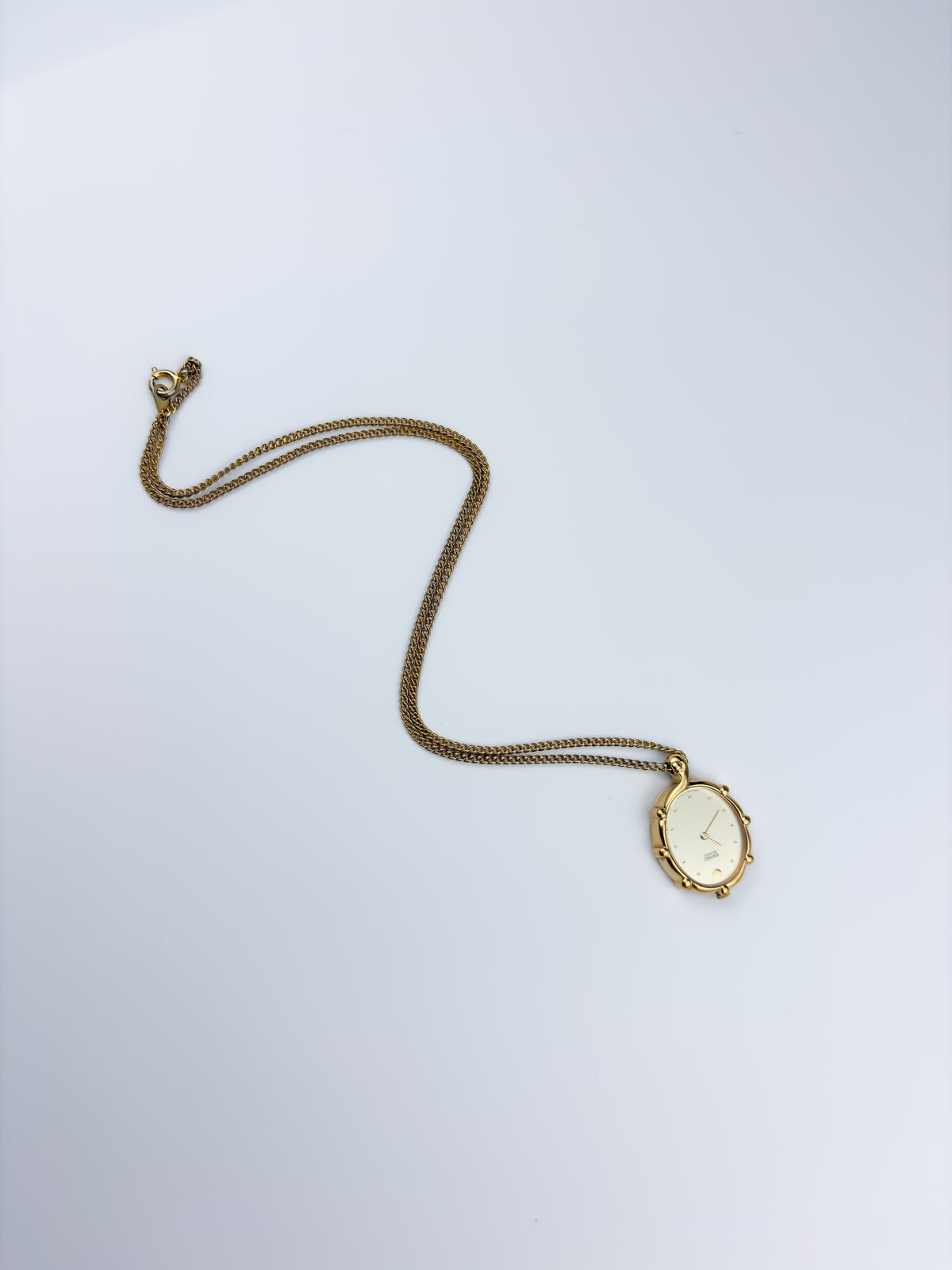 Vintage Sculptural Locket Watch Seiko Gold Plated With Chain