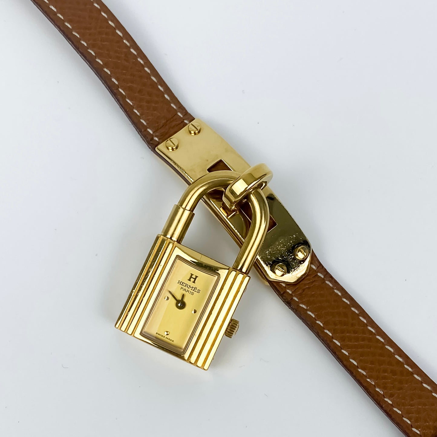 Hermès Kelly Vintage Watch Brown Leather Champagne Dial