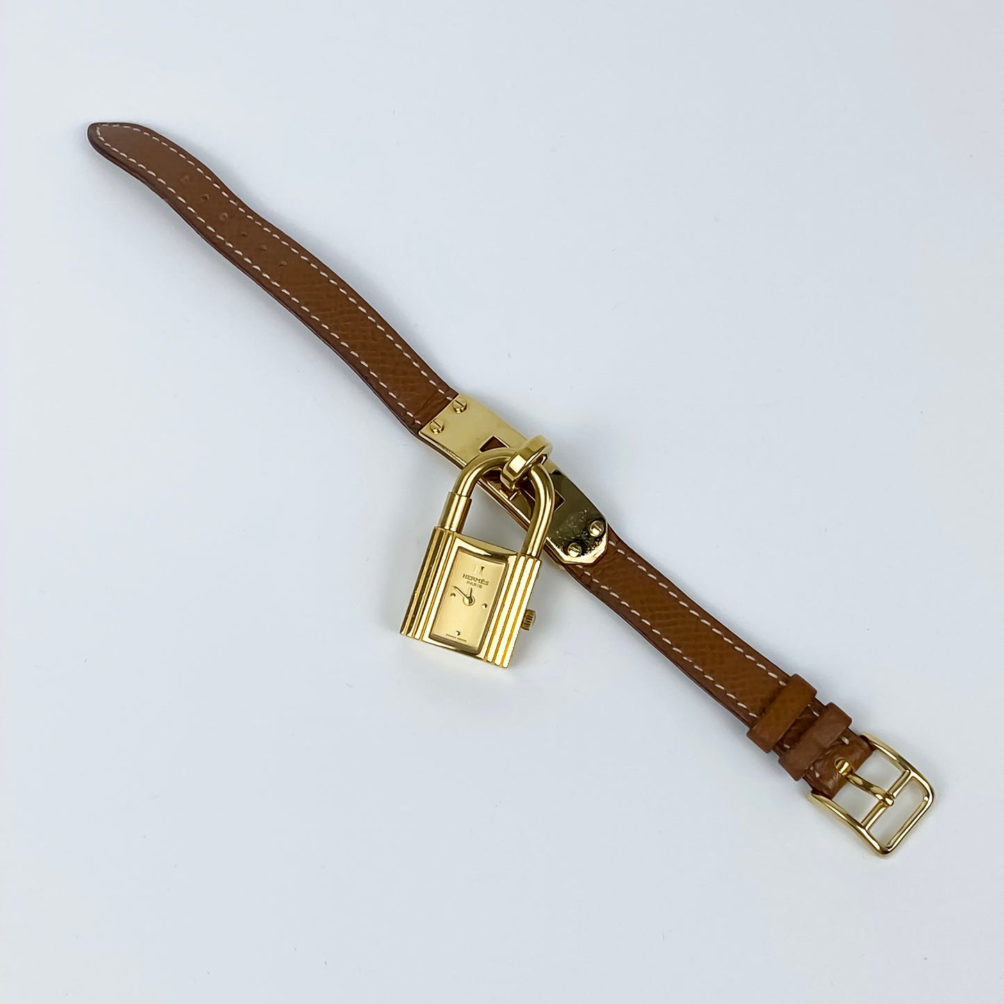 Hermès Kelly Vintage Watch Brown Leather Champagne Dial