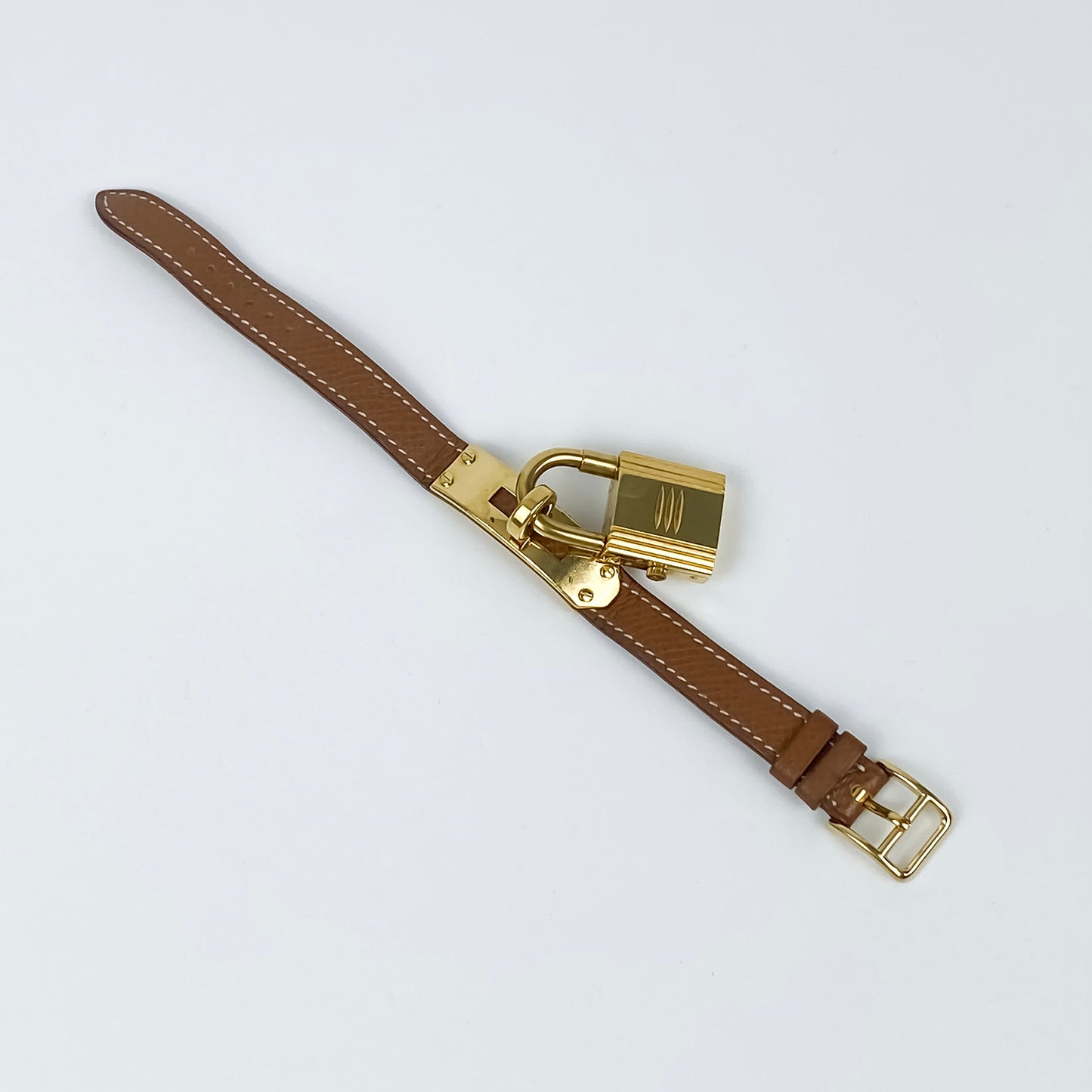 Hermès Kelly Vintage Watch Brown Leather Champagne Dial