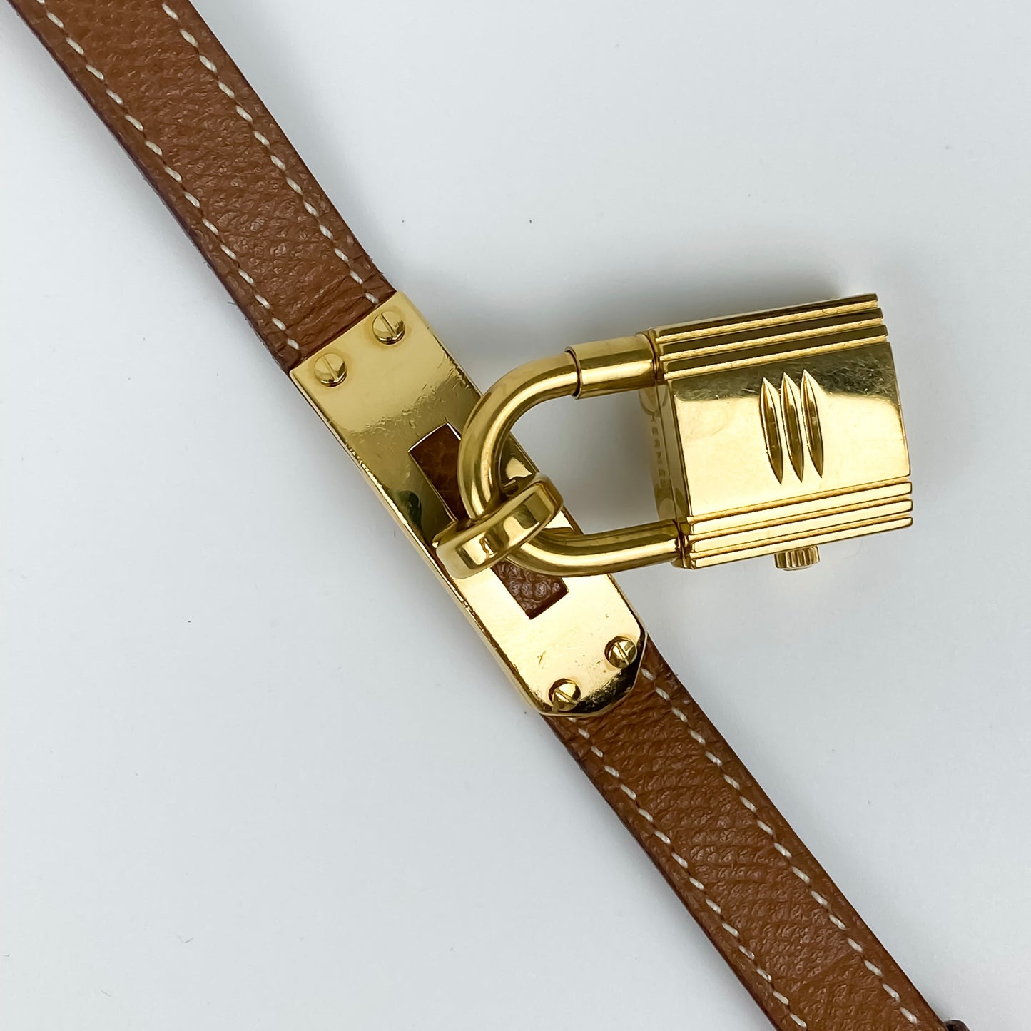 Hermès Kelly Vintage Watch Brown Leather Champagne Dial