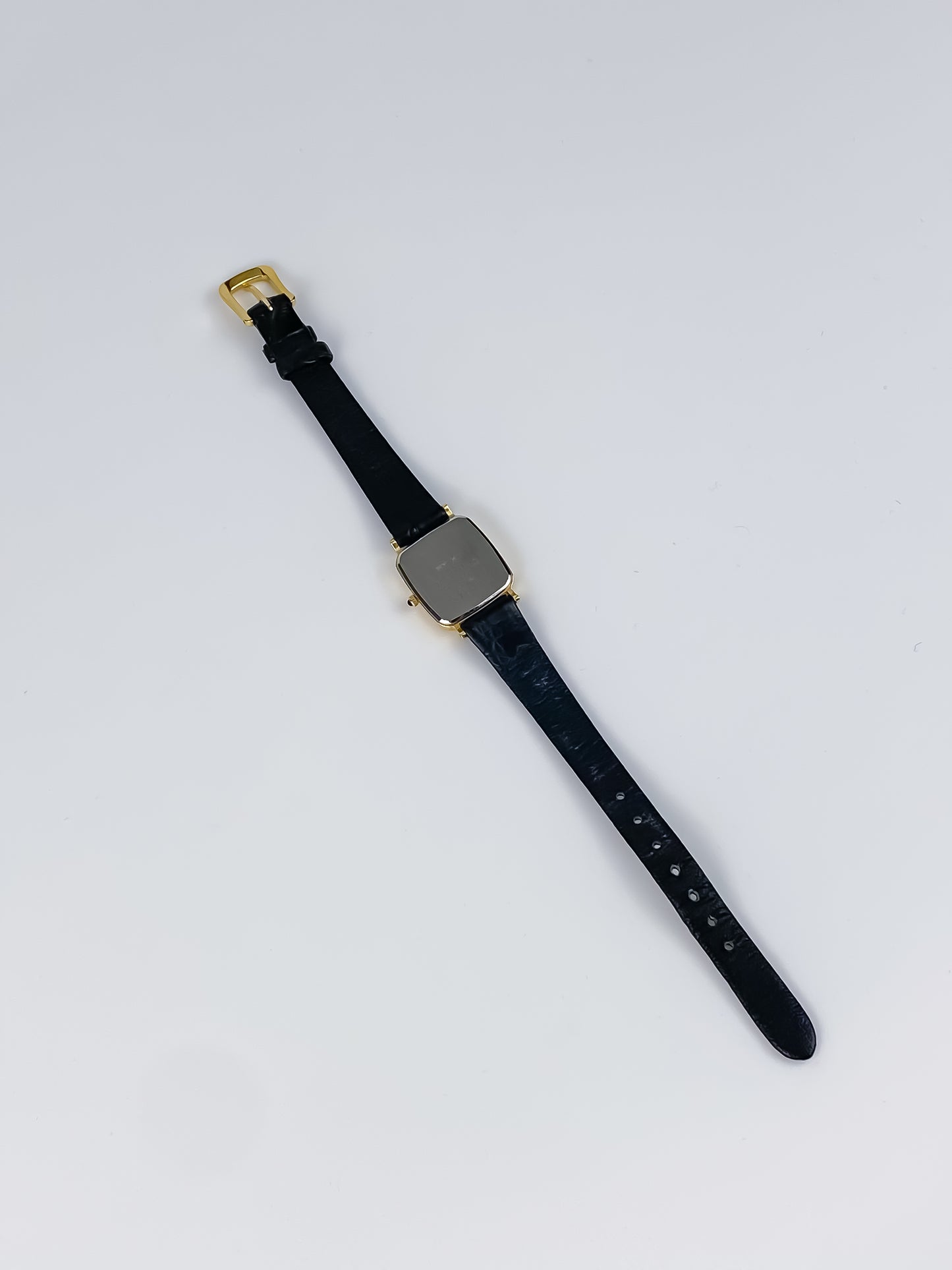 Seiko Vintage Watch Gold Original Leather Bracelet Onyx Crown