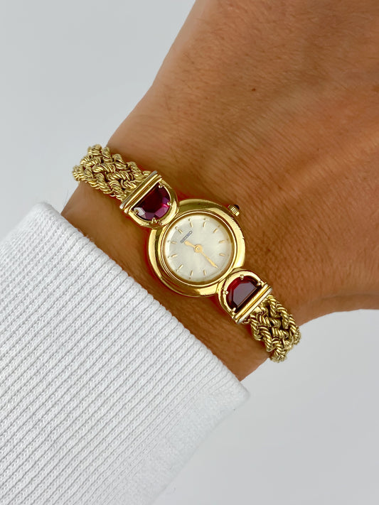 Rare Vintage Seiko Ruby Gold Jewelry Watch