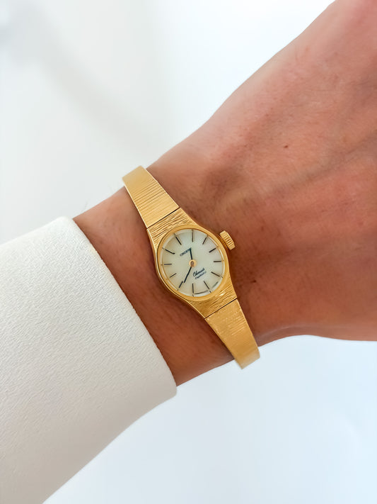 Vintage Orient Chomade Gold Cocktail Mechanical Watch 21 Jewels