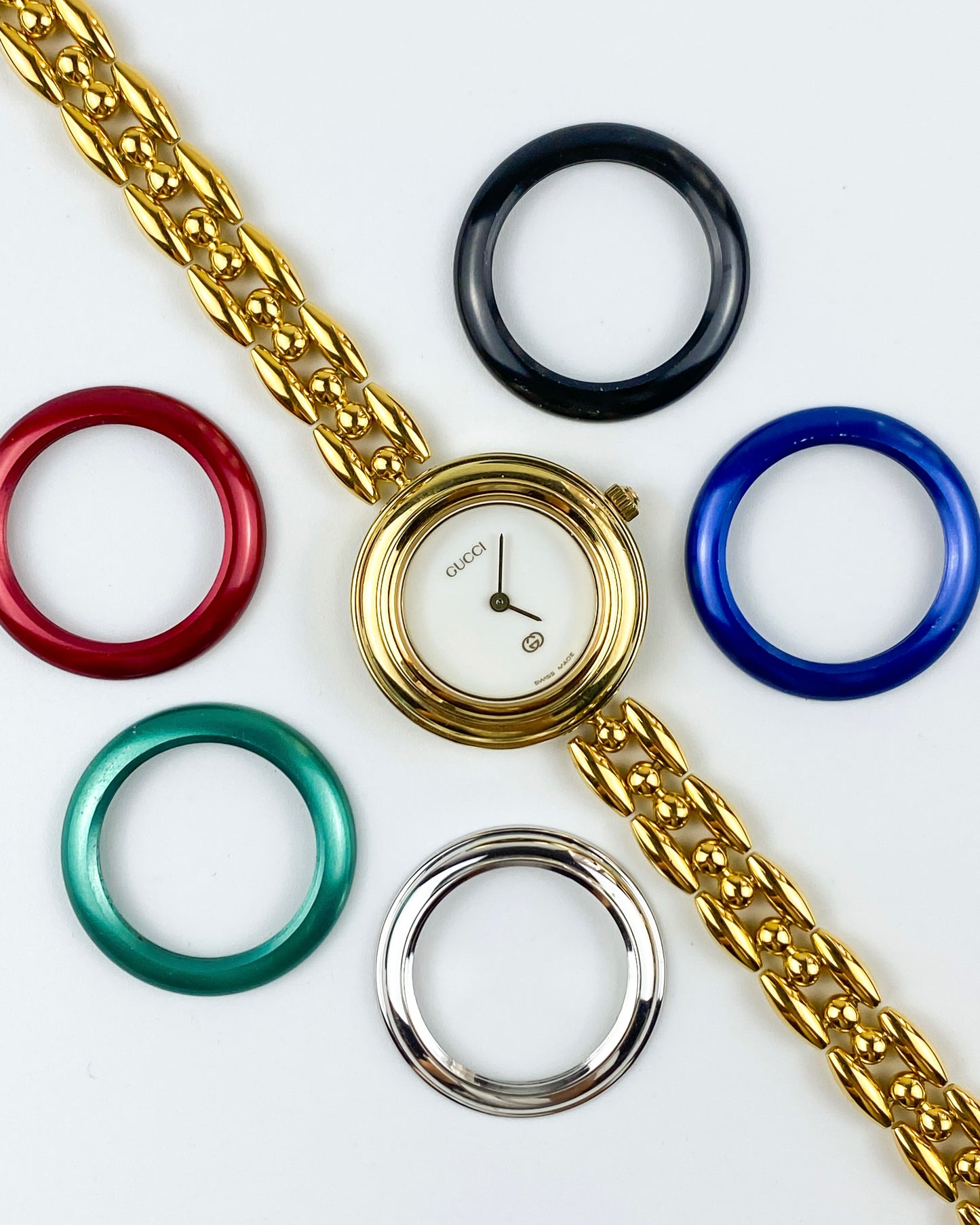 Gucci Vintage Watch Interchangeable Bezels 11/12 Box and Papers