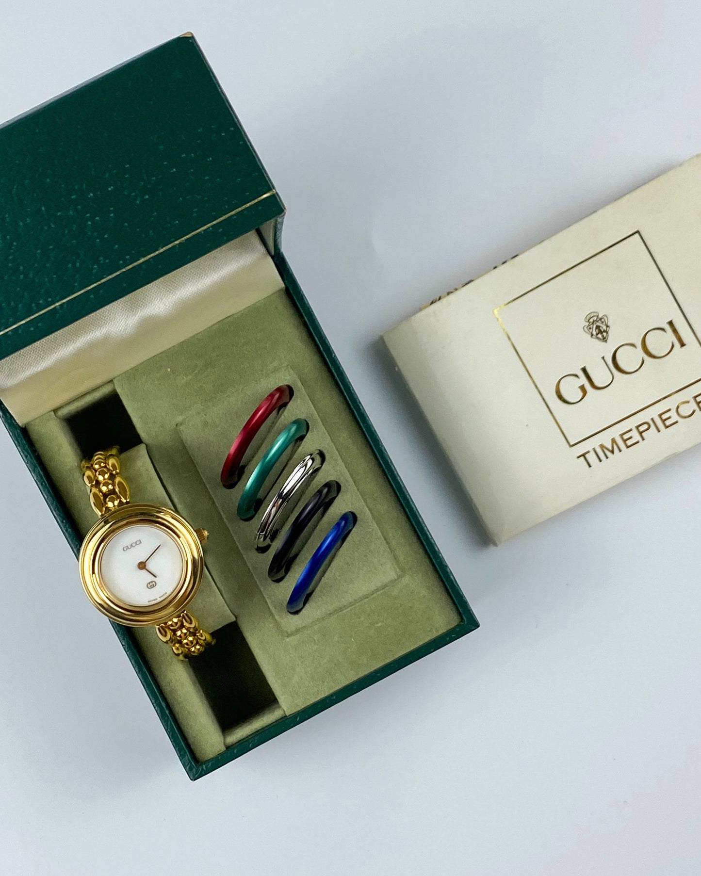 Gucci Vintage Watch Interchangeable Bezels 11/12 Box and Papers
