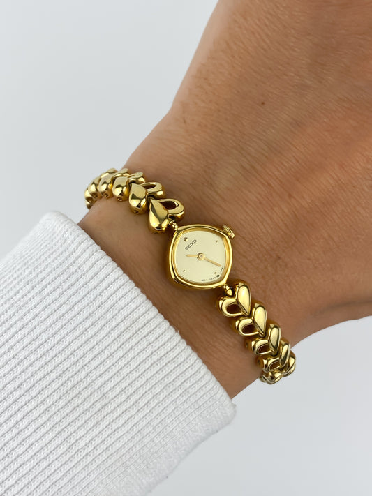 Seiko Vintage Watch Gold Hearts