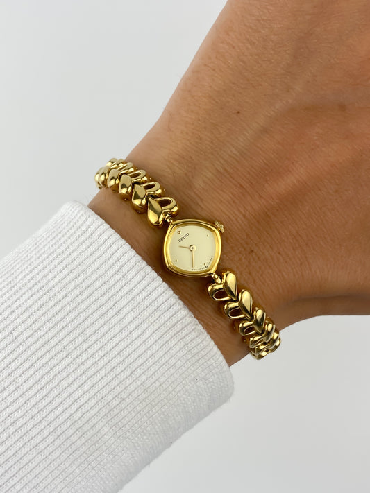 Seiko Vintage Watch Gold Hearts