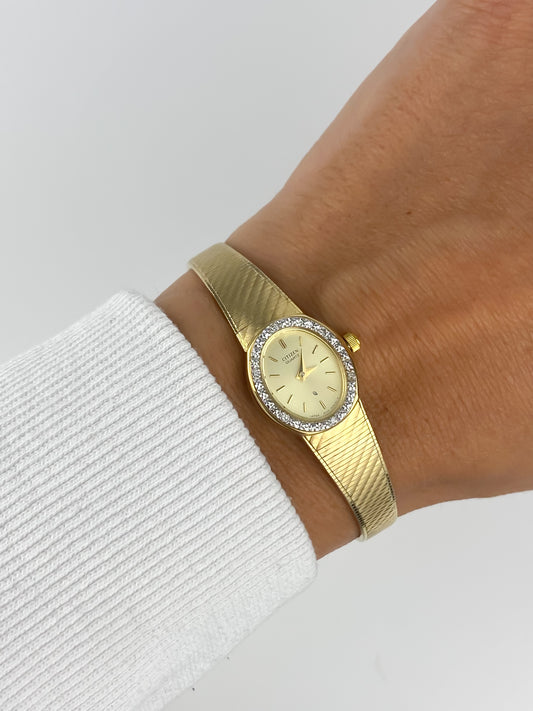 Citizen Gold Diamonds Vintage Mesh Bracelet Watch