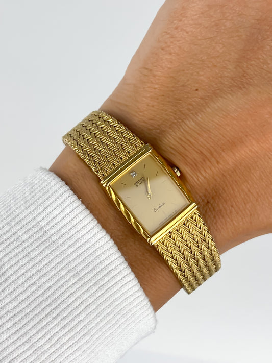 Seiko Exceline Diamond Gold Mesh Bracelet
