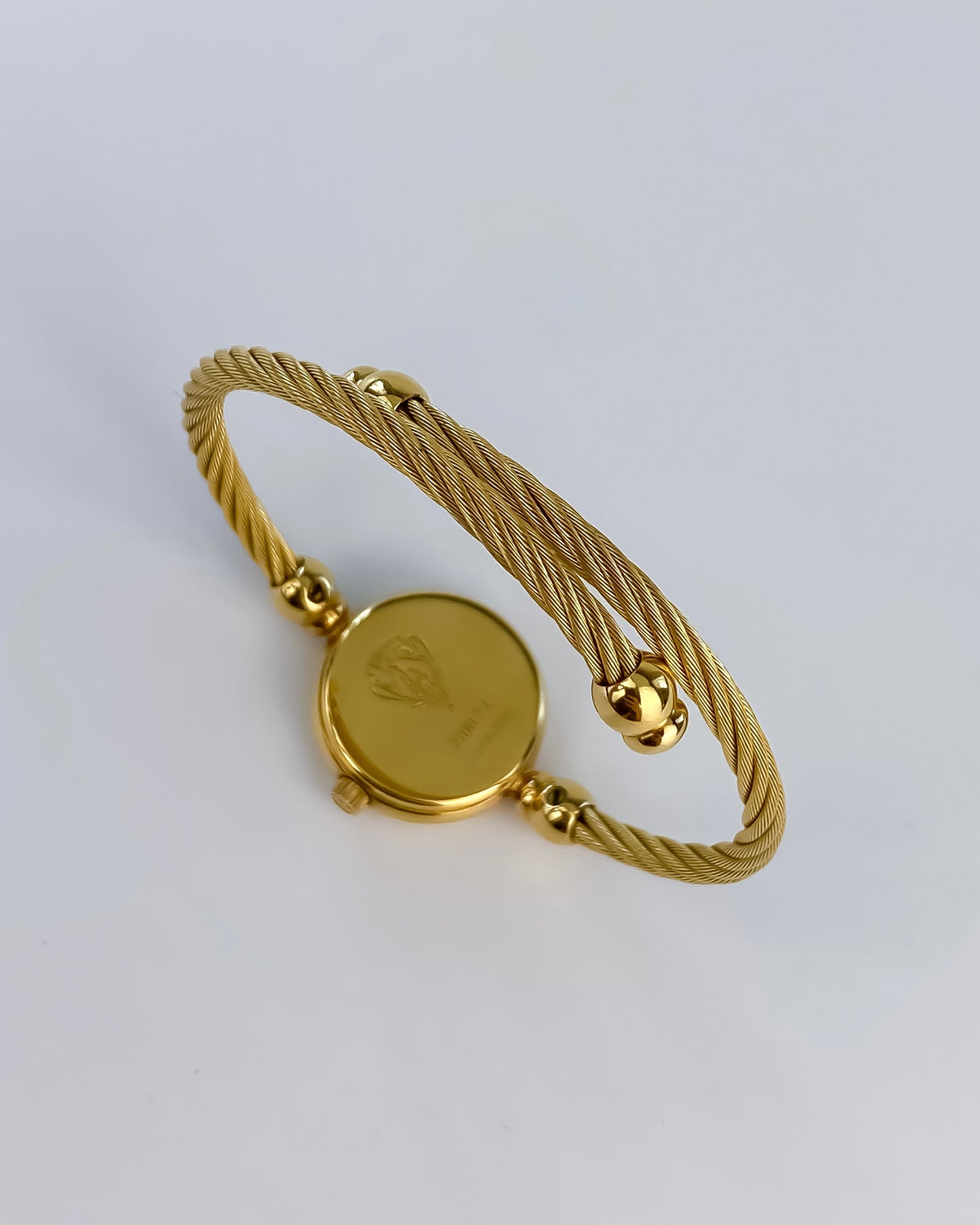 Gucci Vintage Gold Watch Bangle Black Dial