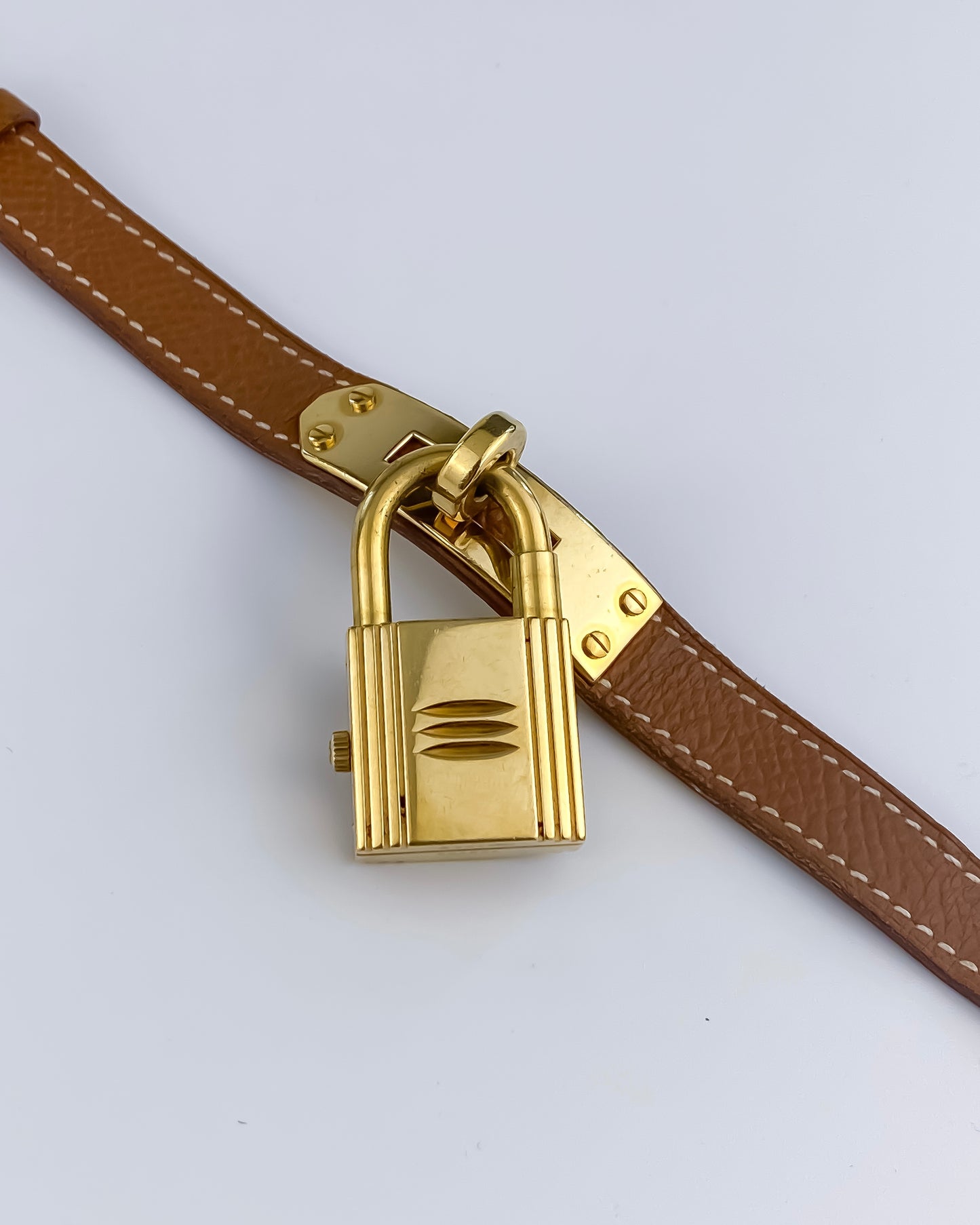 Hermes Kelly Vintage Watch Gold Brown Leather
