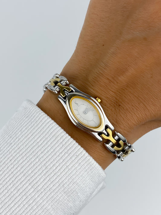 Yves Saint Laurent Duo Tone Vintage Watch Oval Dial