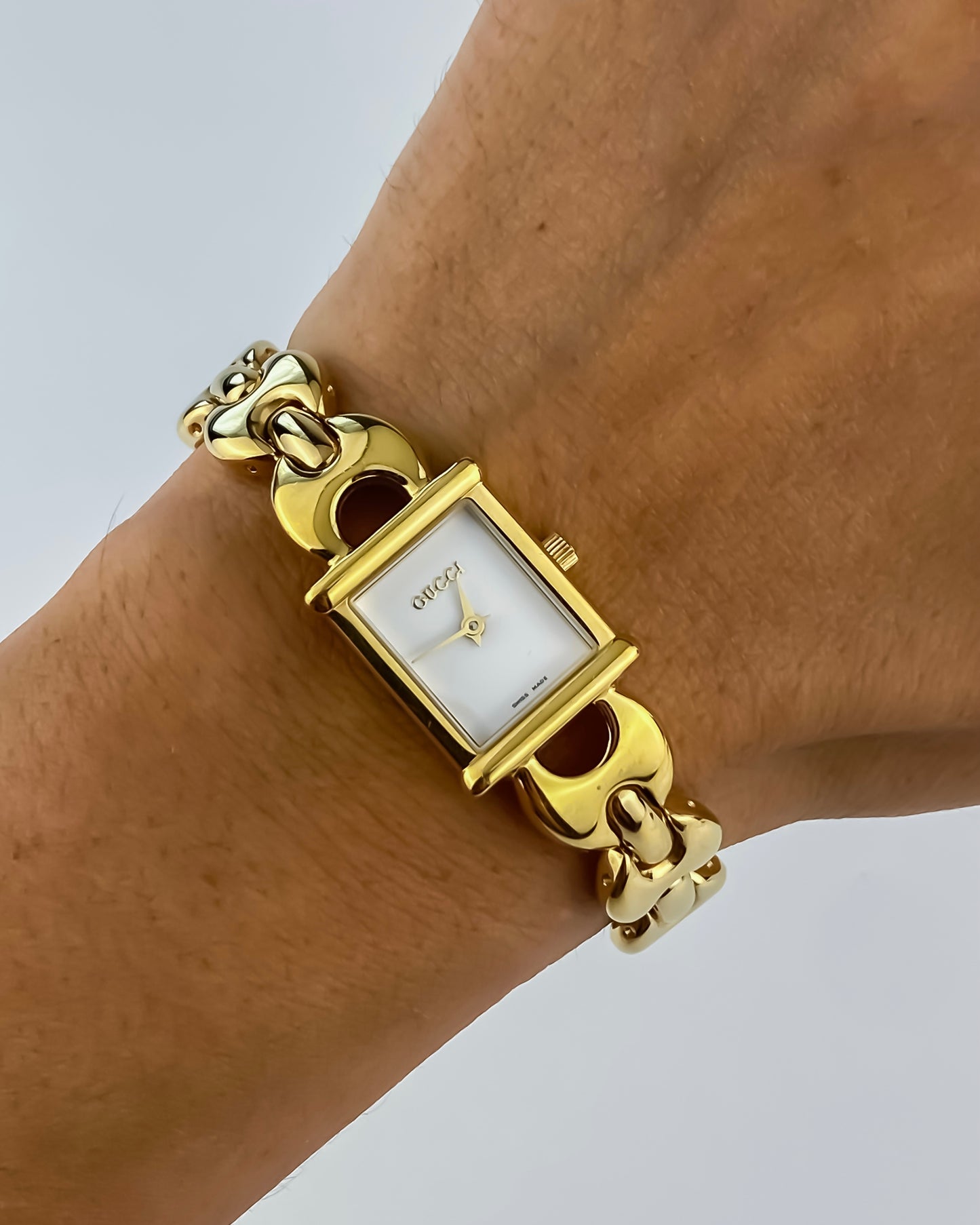 Gucci Vintage Gold Watch Interchangeable Bracelets Box Set
