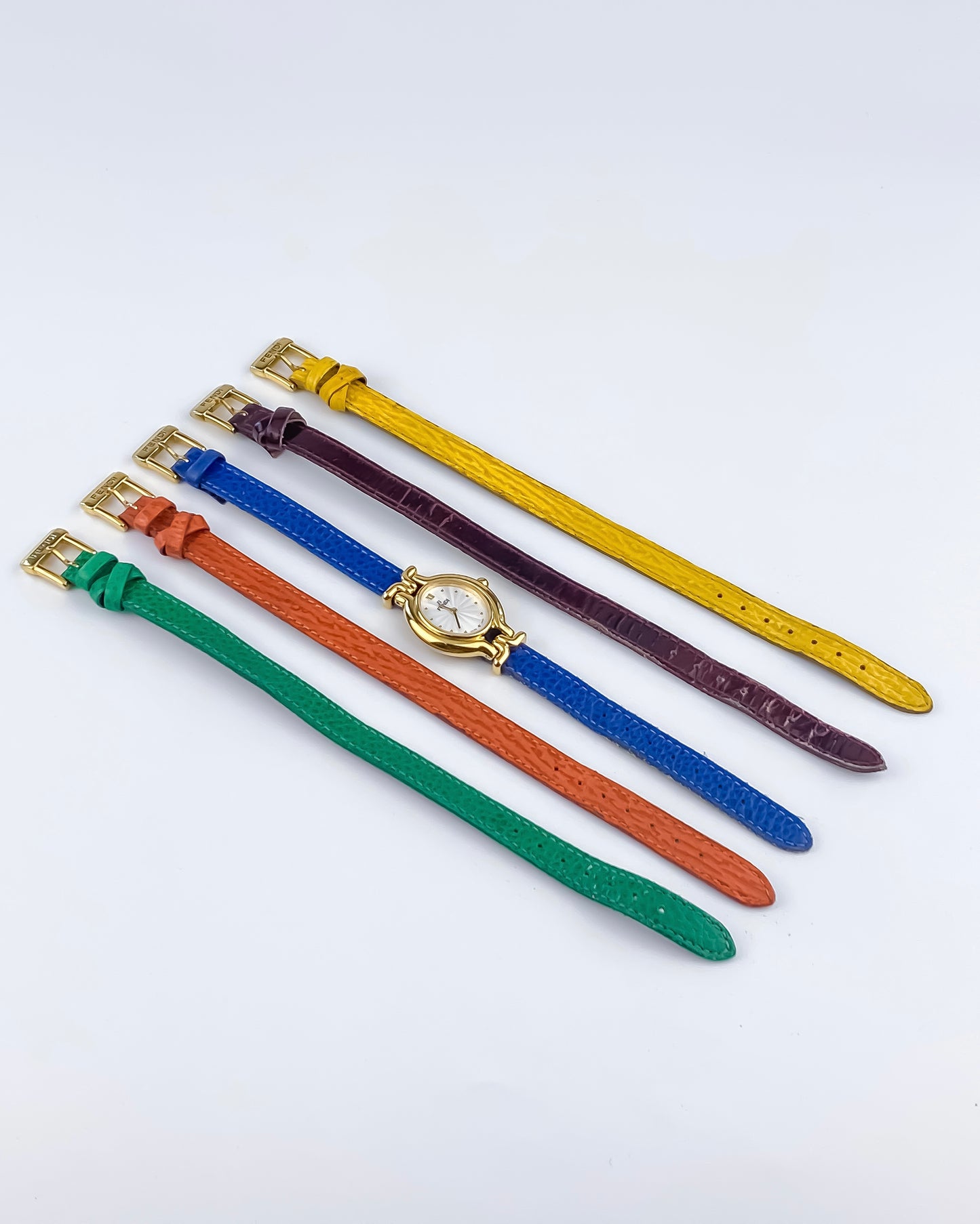Fendi Vintage Gold Watch Interchangeable Bracelets Box Set