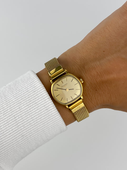 Longines Vintage Gold Cocktail 80s Mechanical Watch Milanese Bracelet