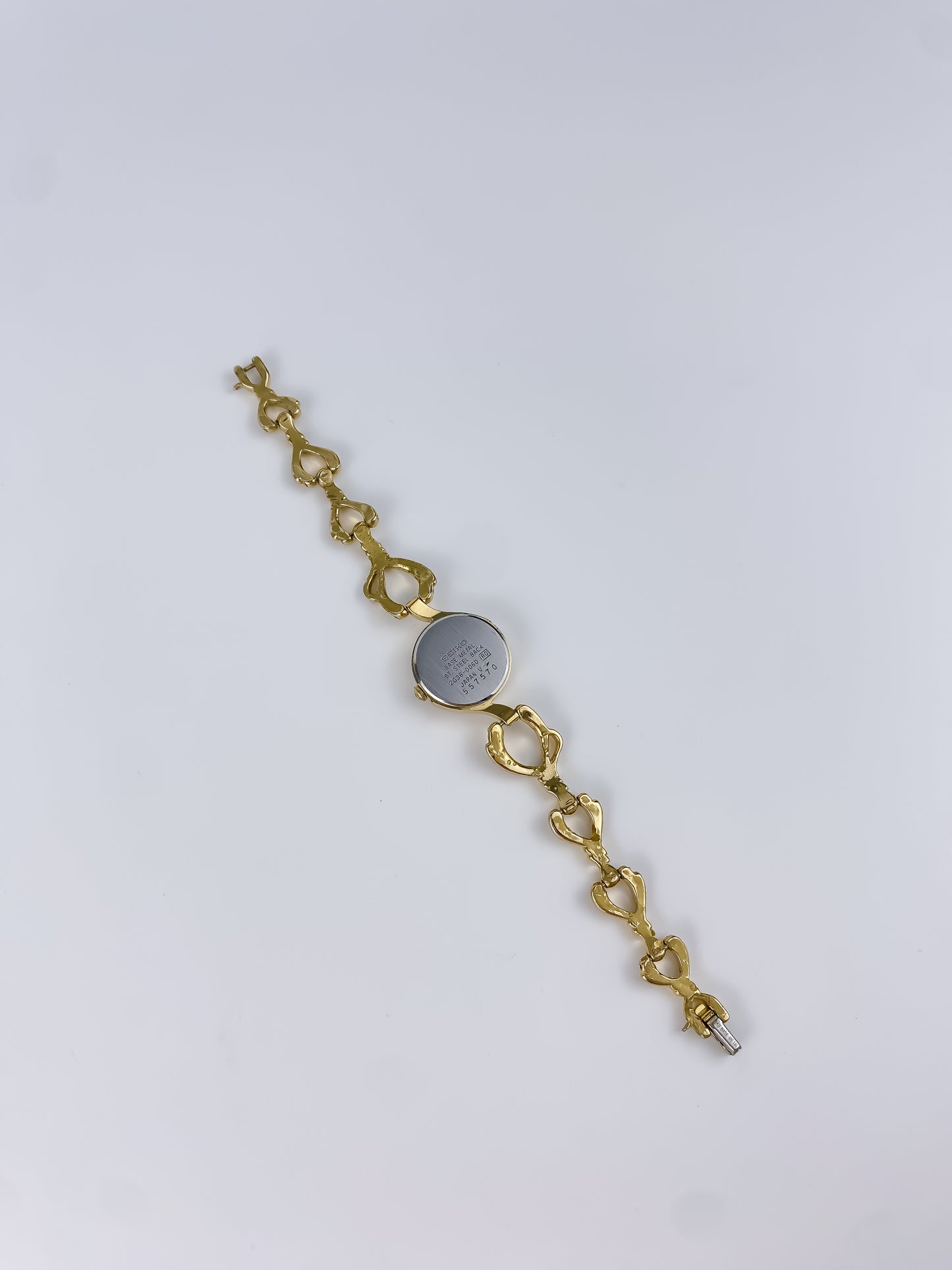 Seiko Vintage Sculptural Gold Watch Cocktail 90s Bracelet