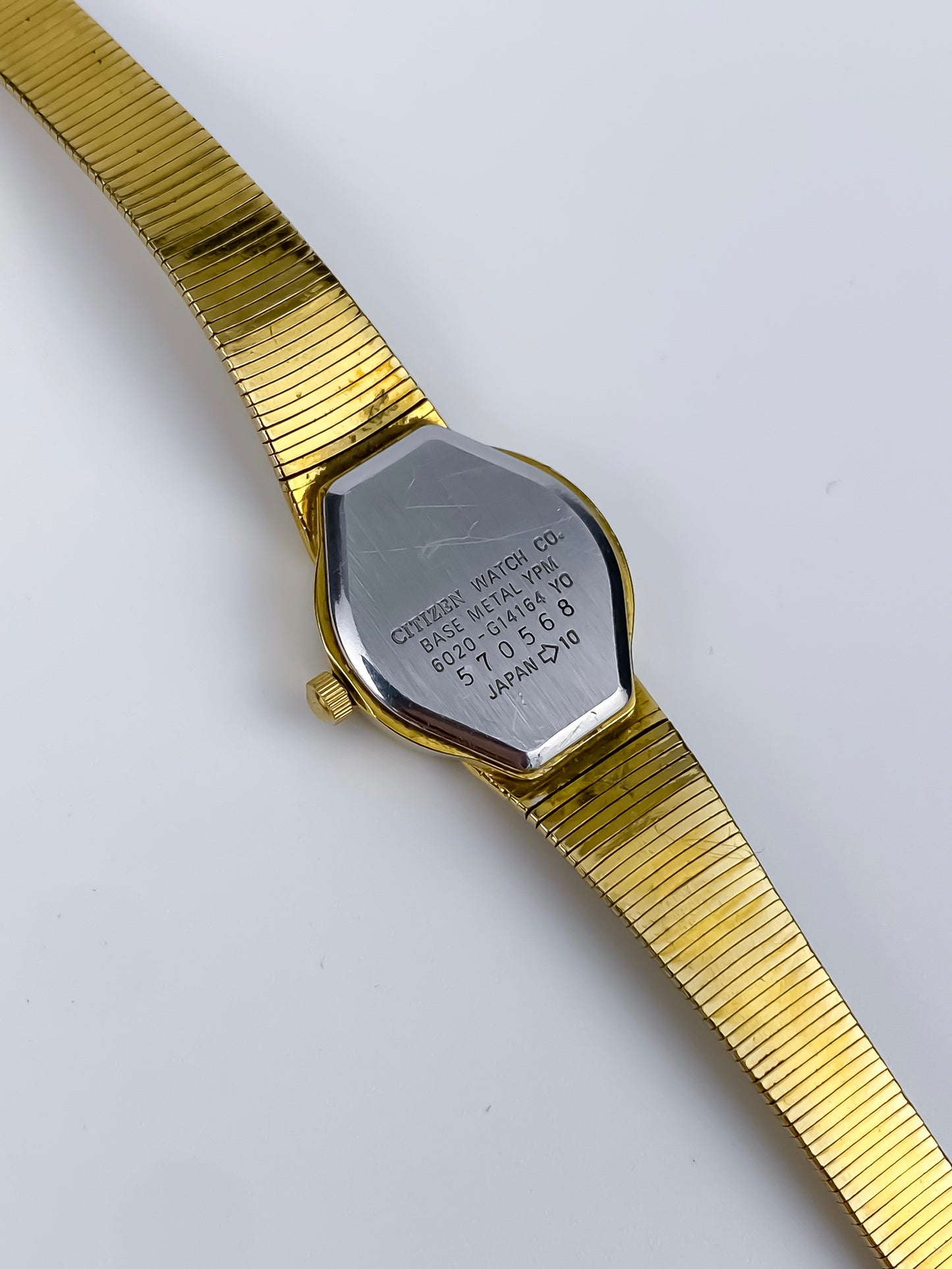 Citizen Vintage Watch Gold Plated Crosshatch Guilloché Bracelet