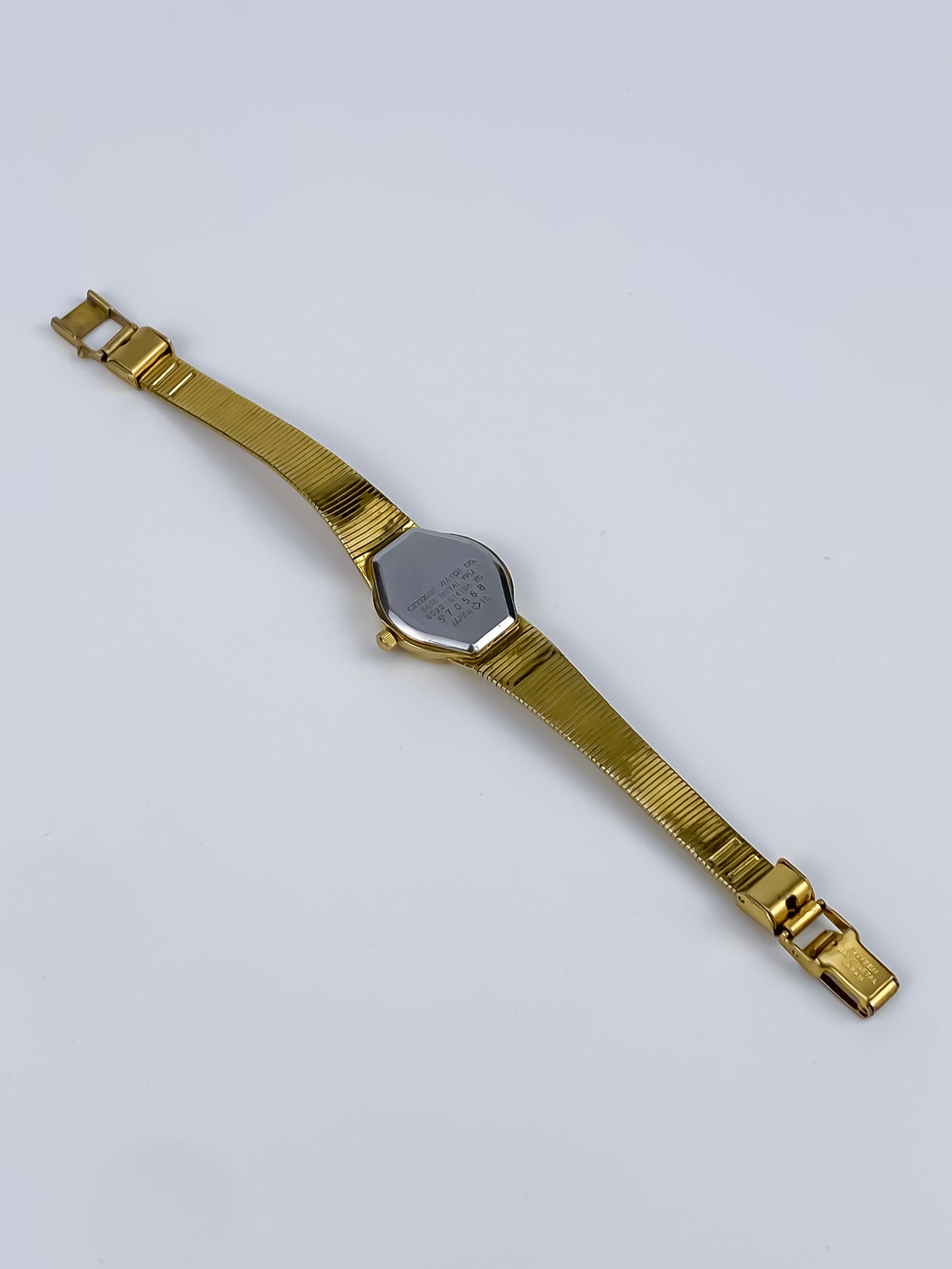 Citizen Vintage Watch Gold Plated Crosshatch Guilloché Bracelet