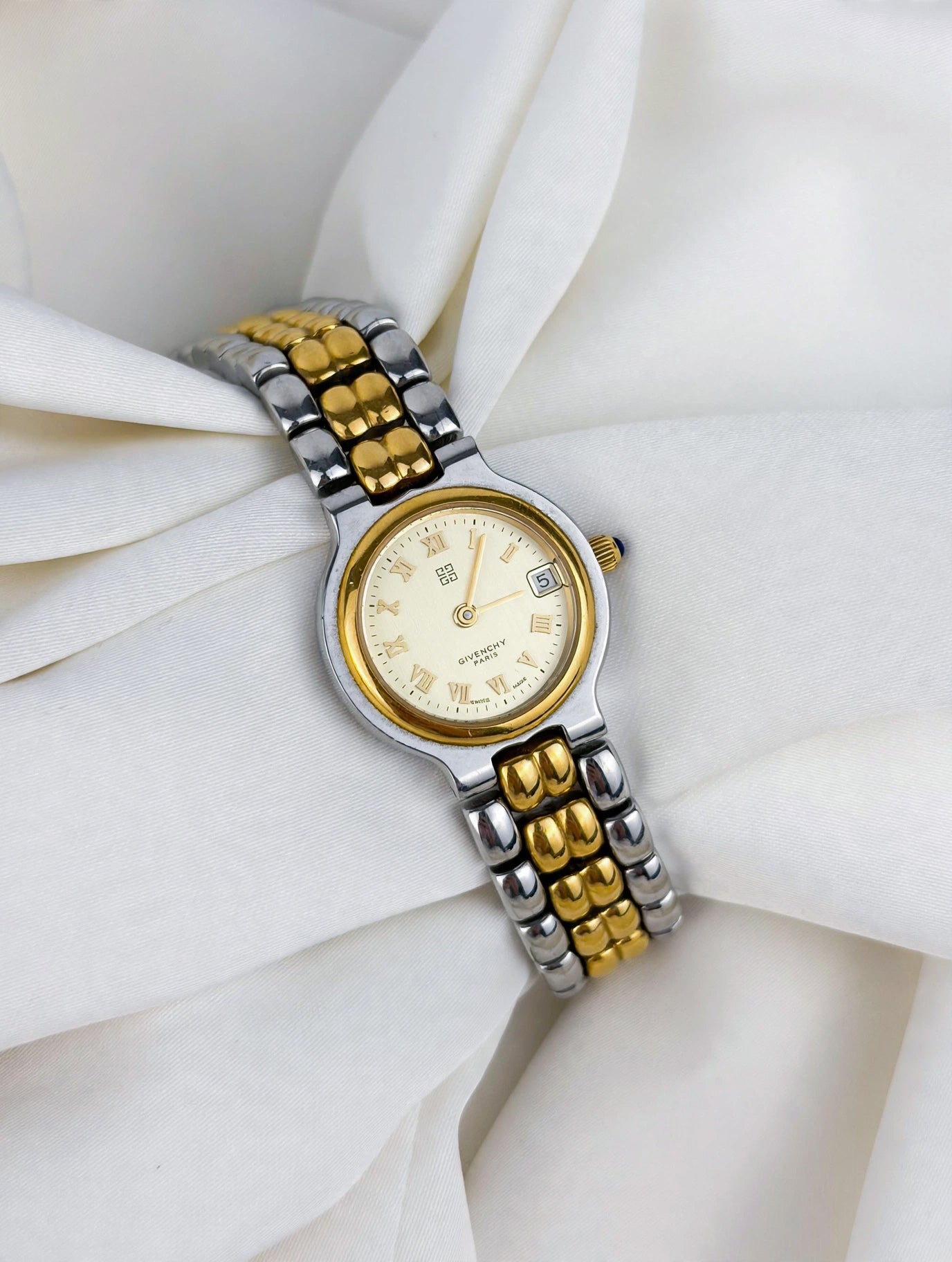 Givenchy Round Date Dial Vintage Watch Duo Tone