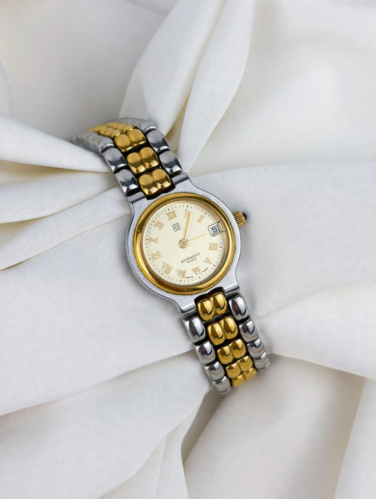 Givenchy Round Date Dial Vintage Watch Duo Tone
