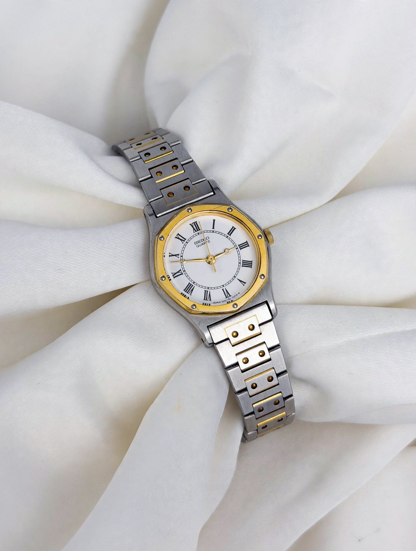 Seiko Hexagonal Santos Vintage Watch Duo Tone