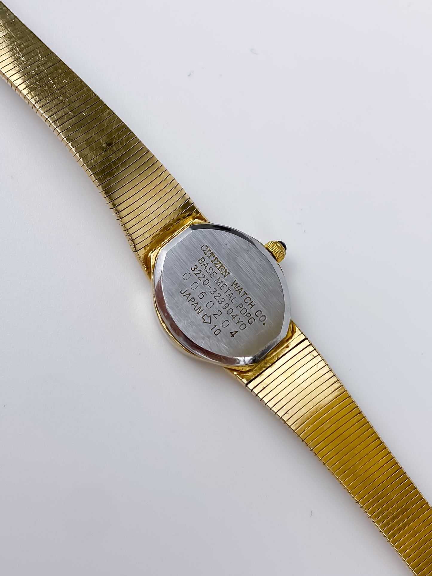 Citizen Vintage Watch Gold Plated Champagne Dial Diamonds Milanese Mesh Bracelet
