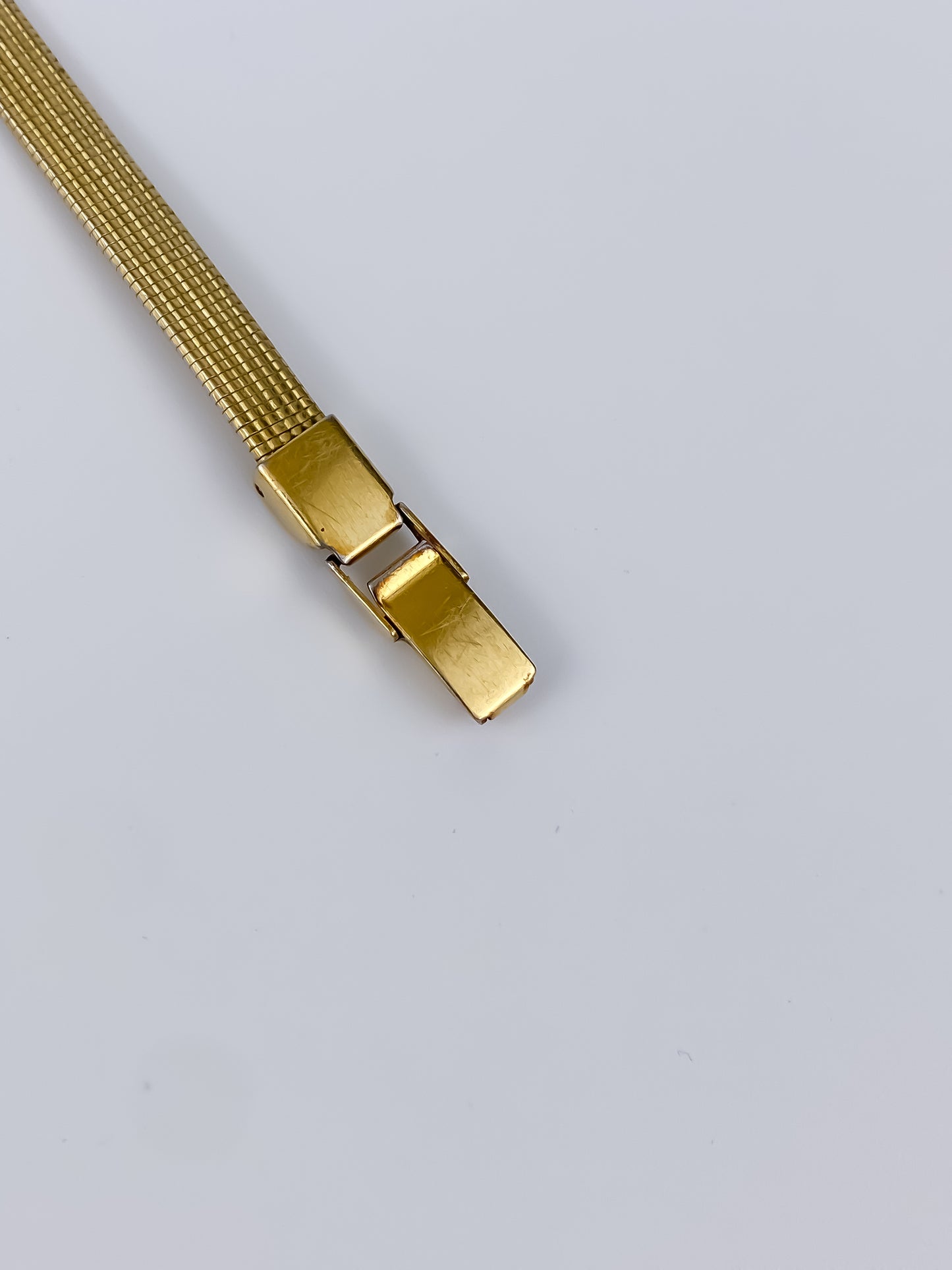 Citizen Vintage Watch Gold Plated Rectangular Diamonds Dial Milanese Mesh Bracelet