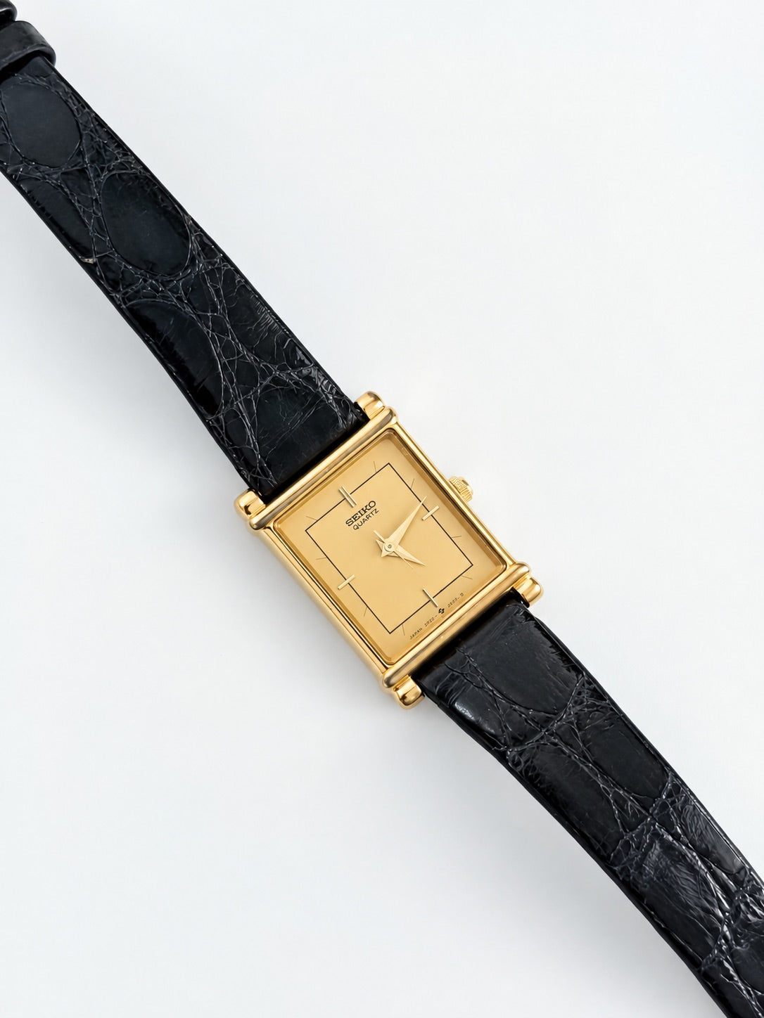 Vintage Seiko Tank Gold Tone Champagne Dial Quartz Watch