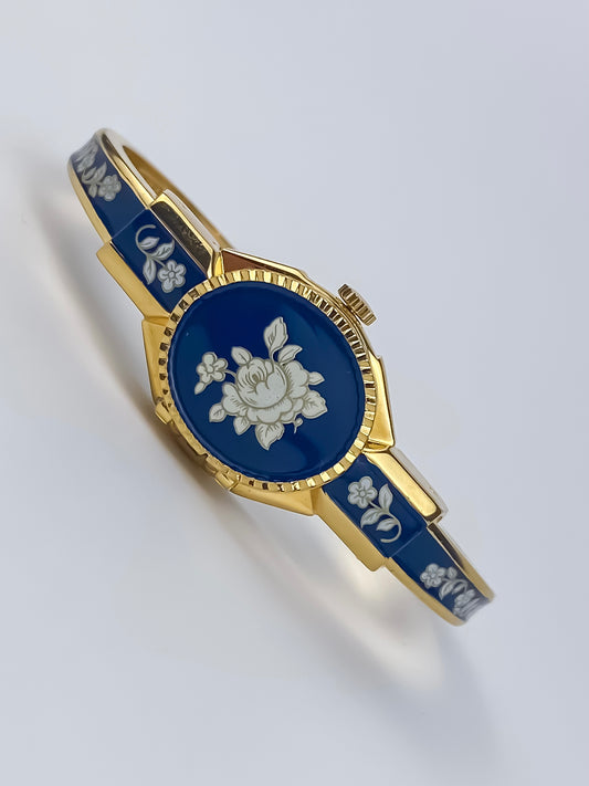 André Mouche Vintage Watch Peek a Boo Beige Blue