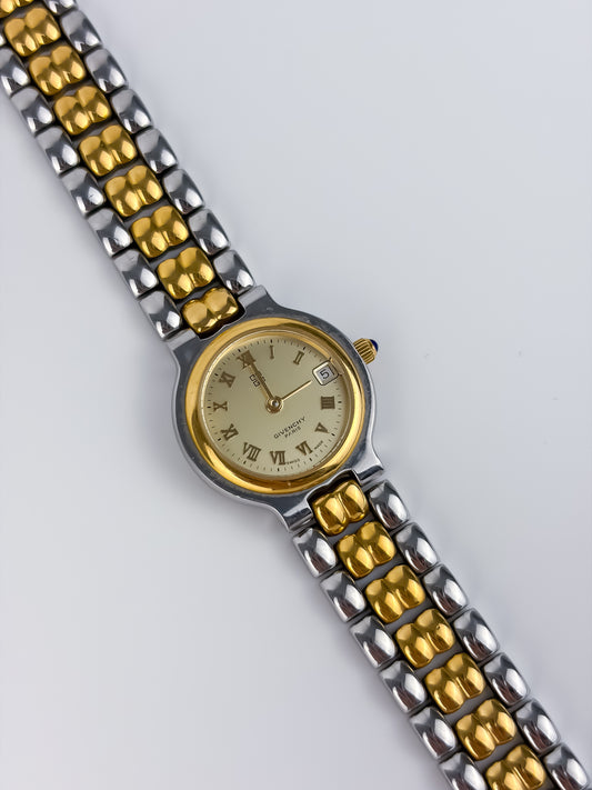 Givenchy Round Date Dial Vintage Watch Duo Tone