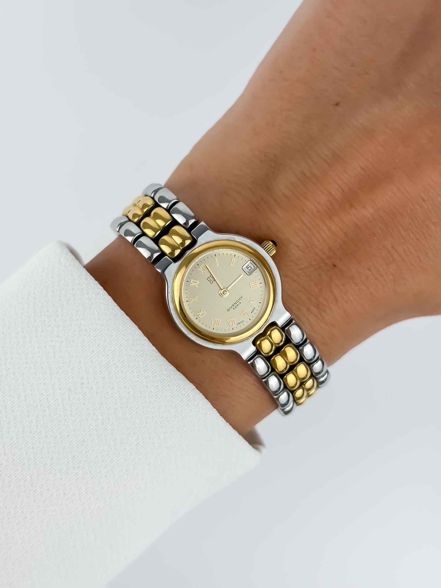 Givenchy Round Date Dial Vintage Watch Duo Tone
