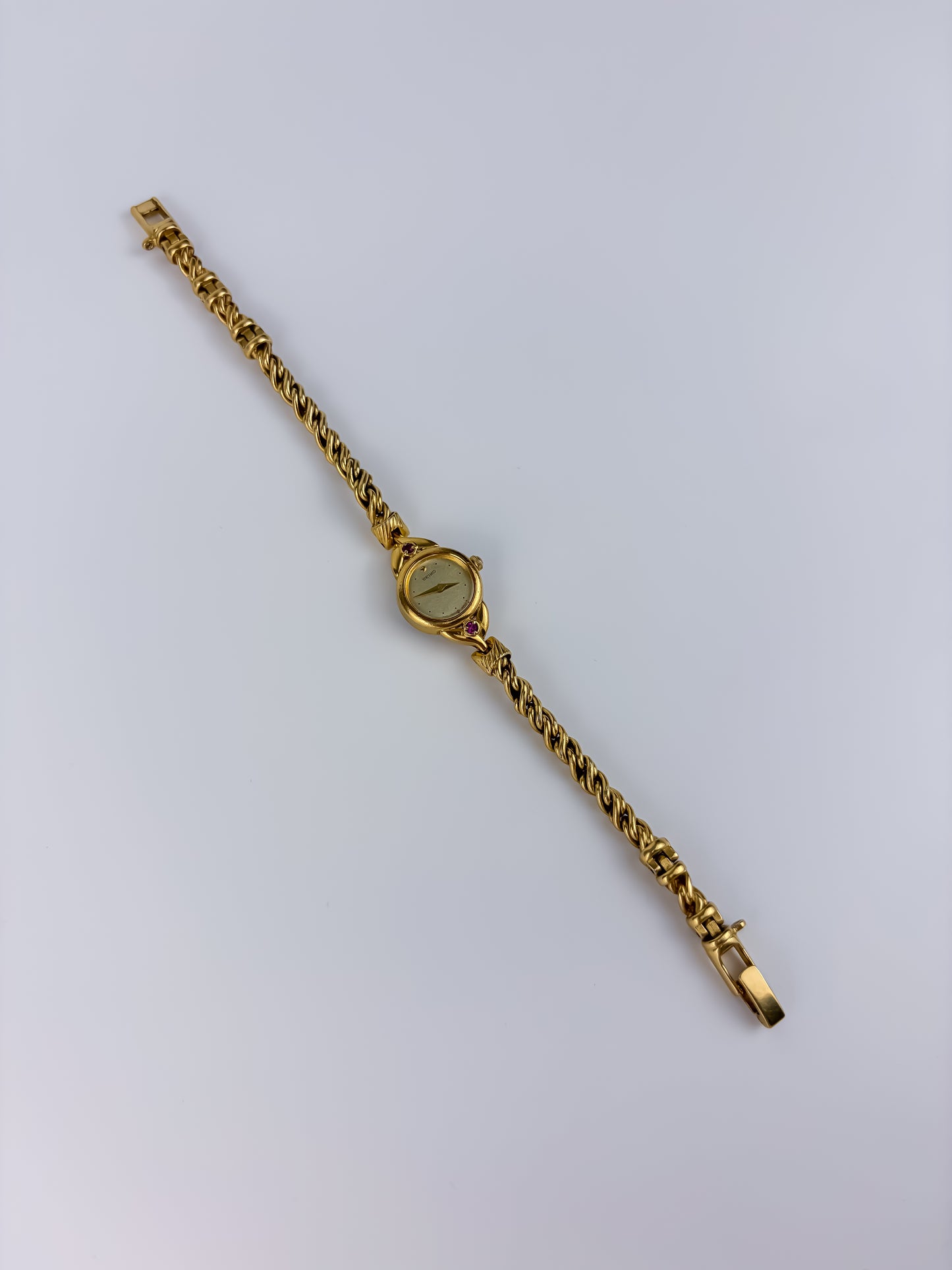 Seiko Jewelry Ruby Vintage Watch Gold Plated Rope