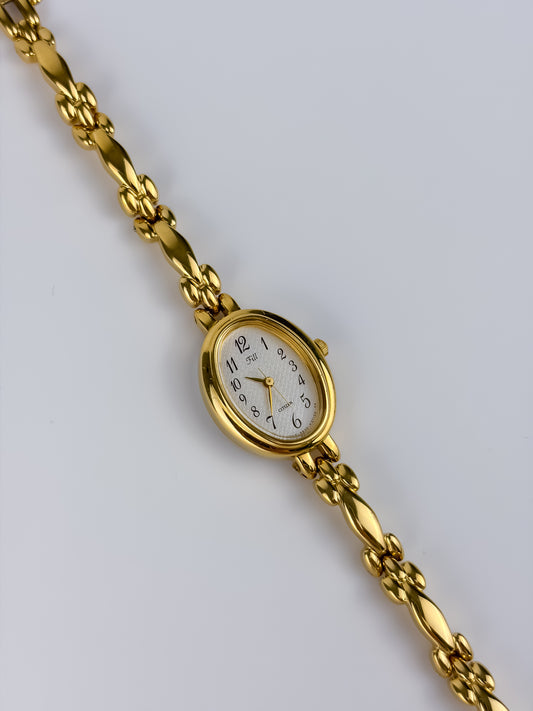 Citizen Fill Gold Vintage Watch Ornate Link Bracelet