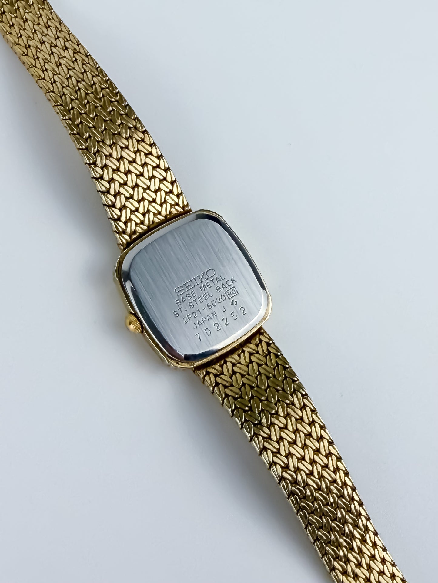 Seiko Gold Cocktail Vintage Watch Cushion Case Milanese Bracelet
