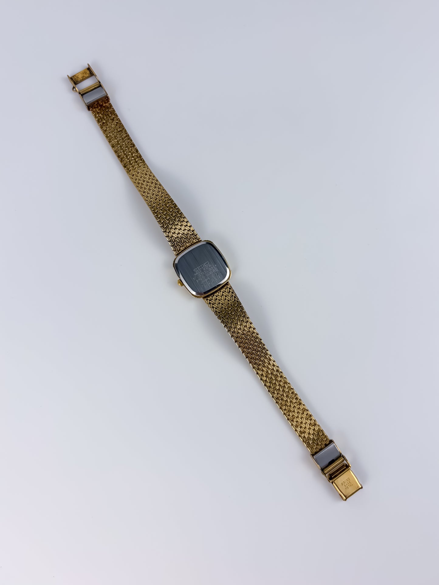 Seiko Gold Cocktail Vintage Watch Cushion Case Milanese Bracelet