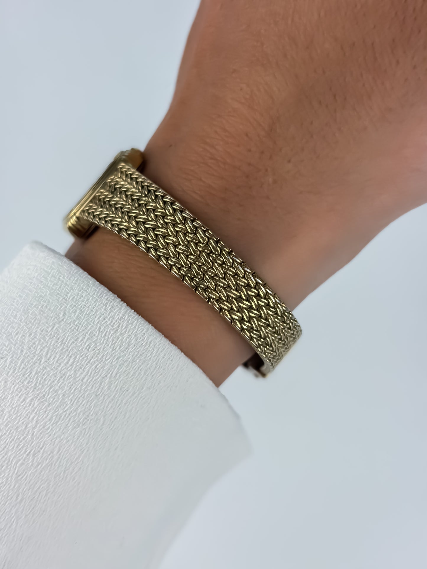 Seiko Gold Cocktail Vintage Watch Cushion Case Milanese Bracelet