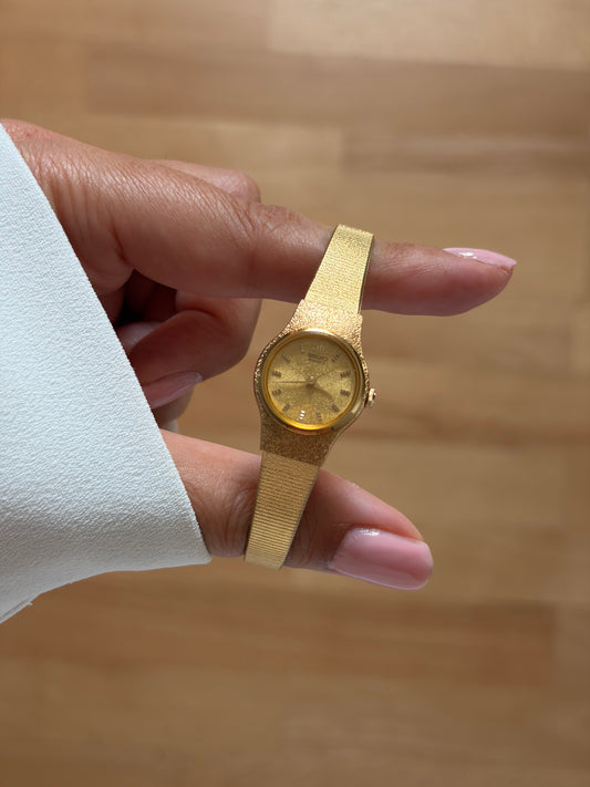 Seiko Gold Cocktail Vintage Watch Integrated Mesh Bracelet