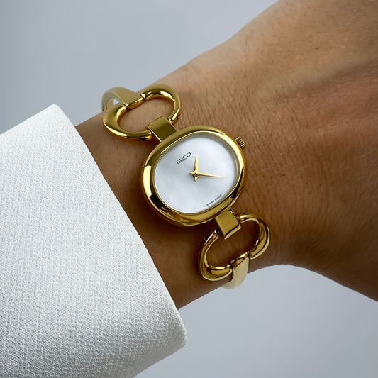 Gucci Vintage Gold Mother of Pearl Oval