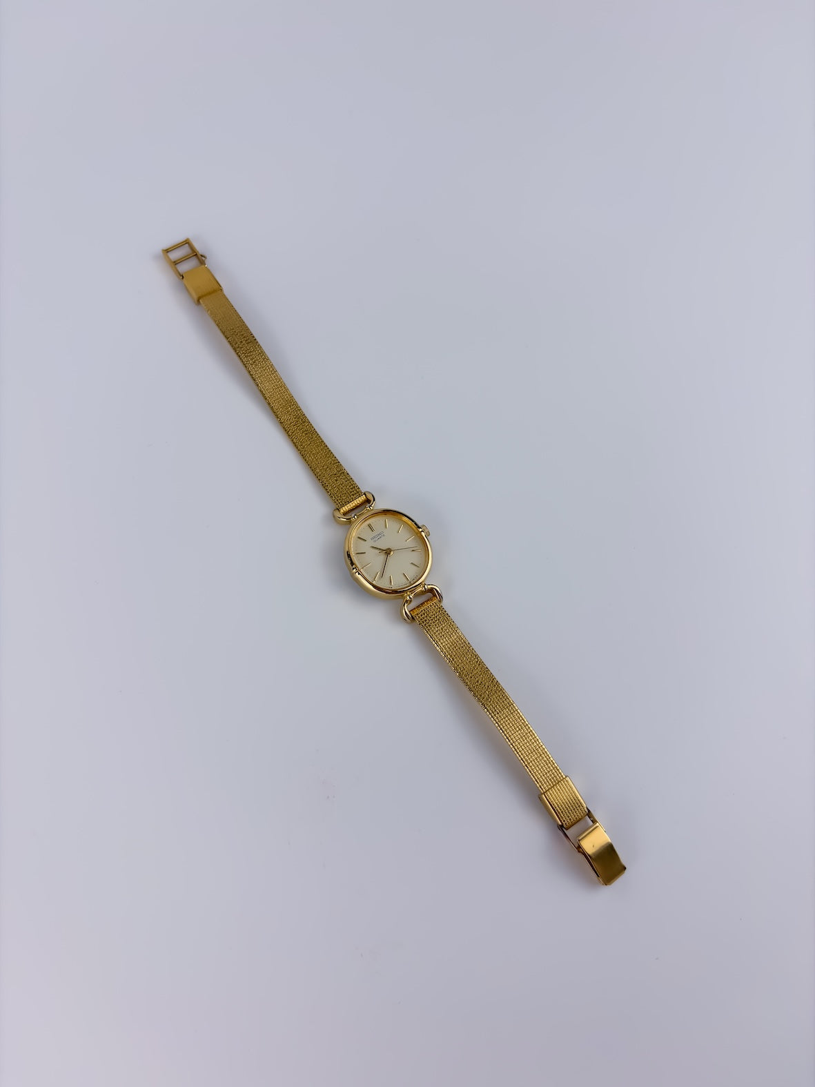 Rare Seiko Vintage Gold Cocktail Watch Textured Bracelet