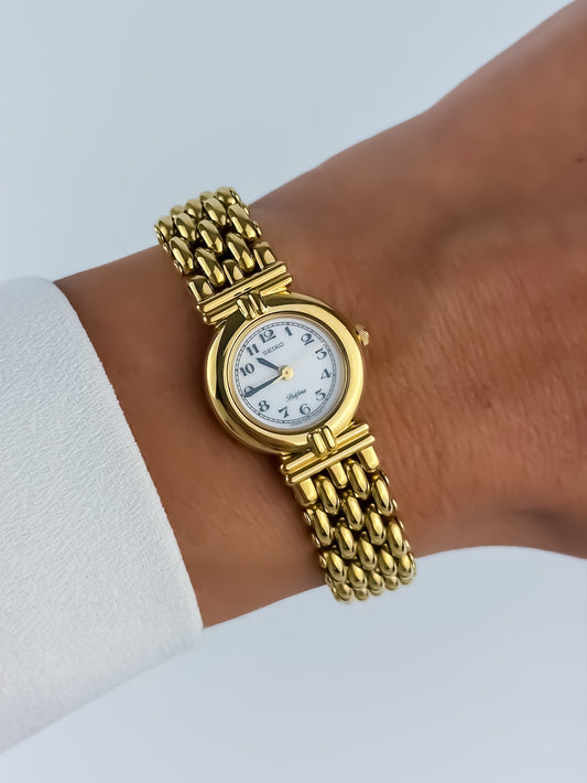 Seiko Vintage Gold Cocktail Watch Belfina Round Dial